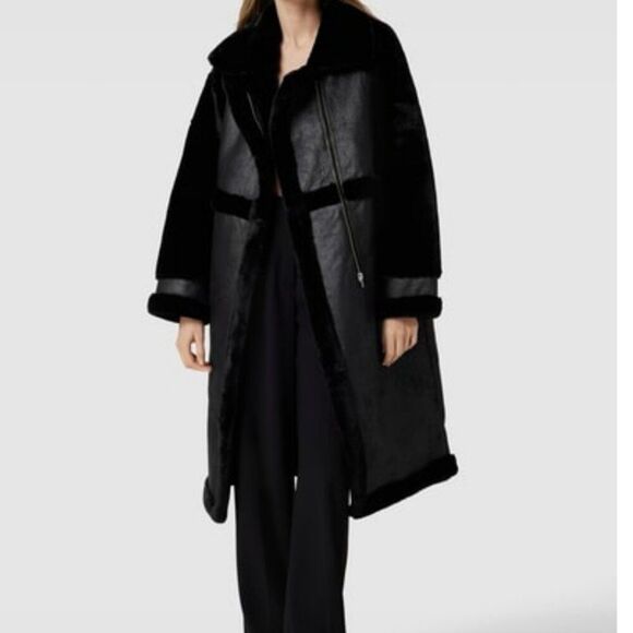 NEW - Edited  Size 40 - Anje Faux Fur Black Vegan Coat - Picture 5 of 12